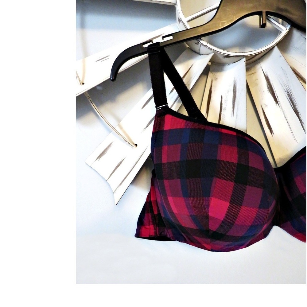 Torrid Curve Full-Coverage Balconette Plaid‎ Print 360° Back Smoothing Bra 44B - Picture 5 of 10